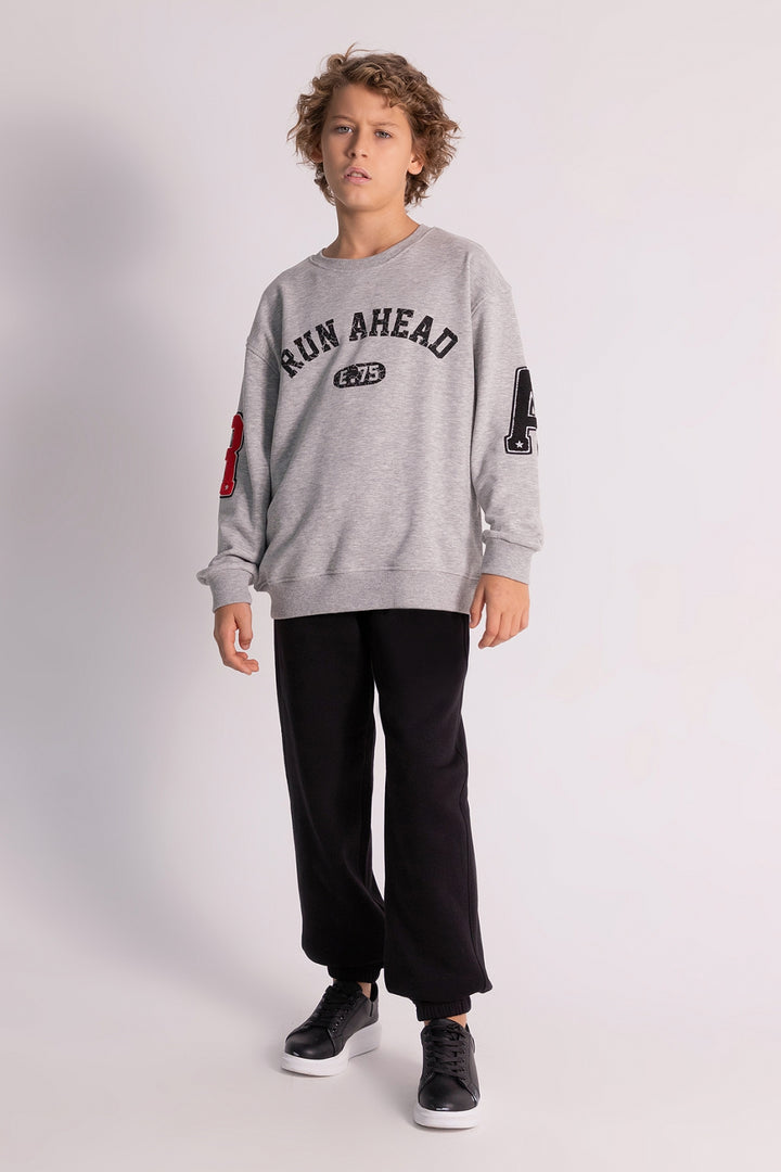 Erkek Çocuk Nakış Detaylı Eşofman Takımı Rahat ve Tarz