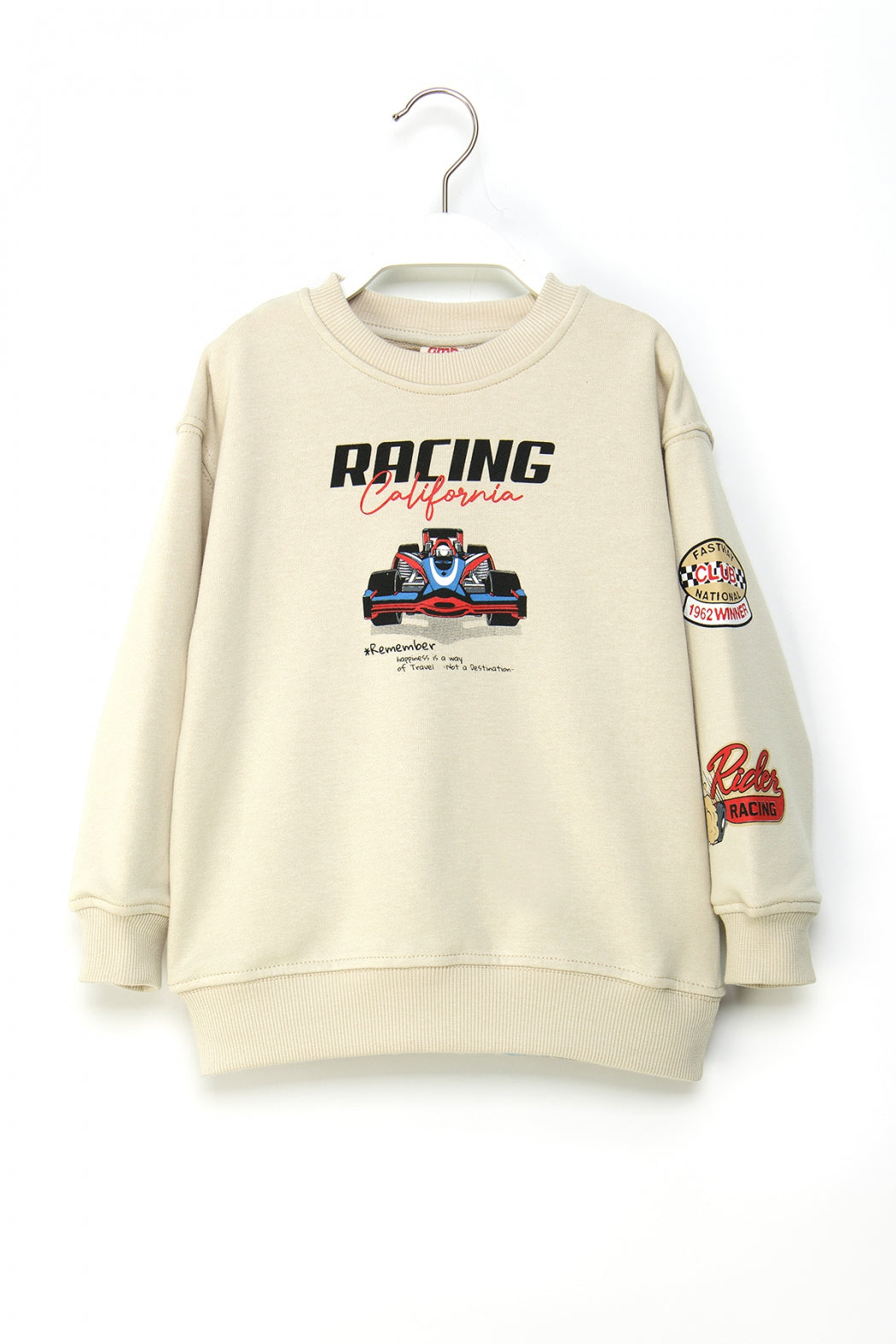 Erkek Çocuk Baskılı Sweatshirt Rahat Kesim Yarış Temalı