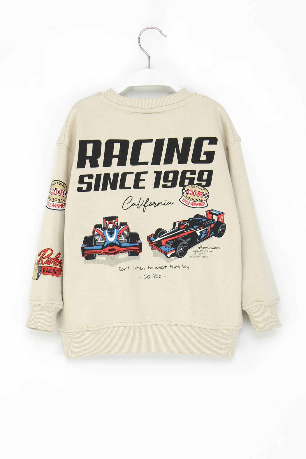 Erkek Çocuk Baskılı Sweatshirt Rahat Kesim Yarış Temalı