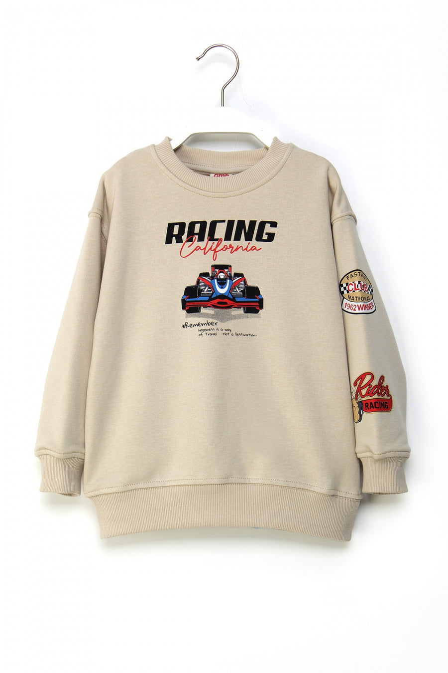 Erkek Çocuk Baskılı Sweatshirt Rahat Kesim Yarış Temalı