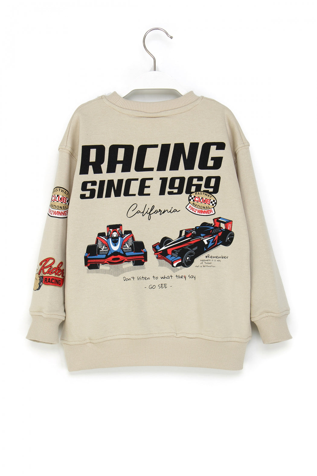 Erkek Çocuk Baskılı Sweatshirt Rahat Kesim Yarış Temalı