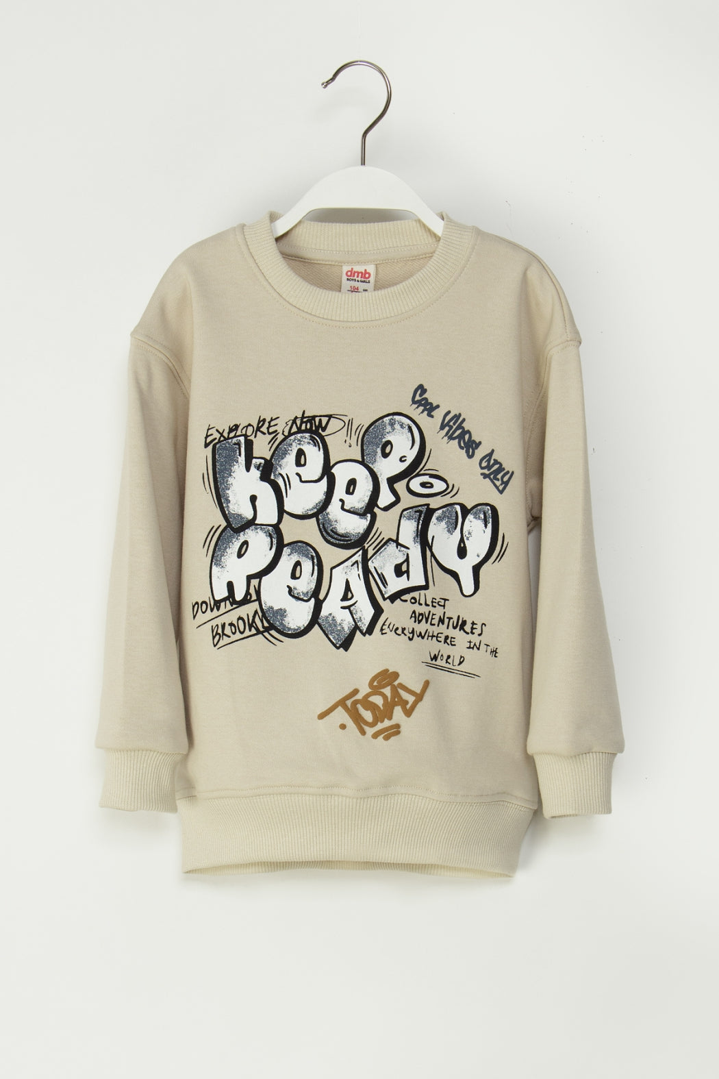 Erkek Çocuk Grafiti Tasarımlı Keep Ready Baskılı Sweatshirt Rahat Kesim