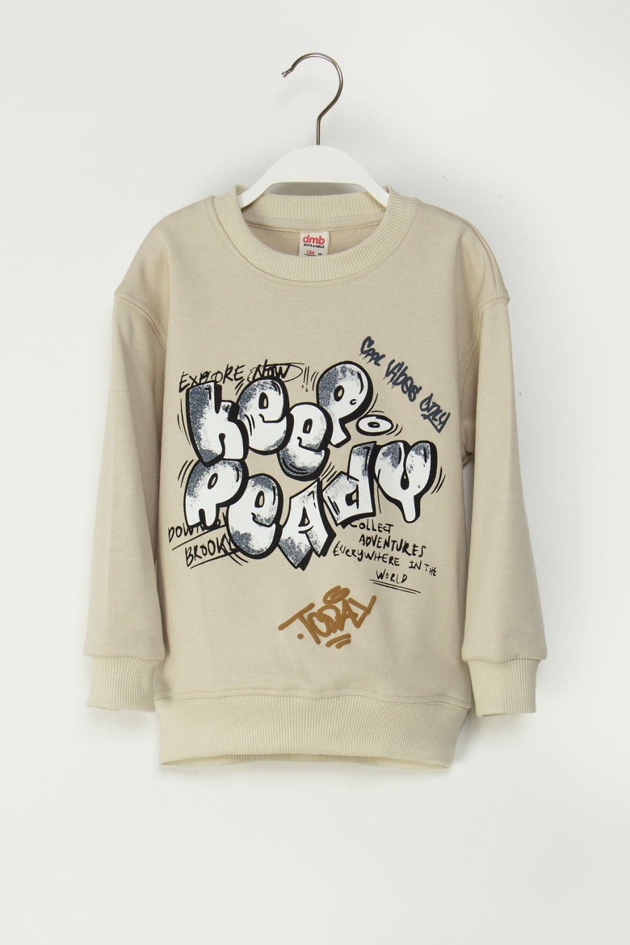 Erkek Çocuk Grafiti Tasarımlı Keep Ready Baskılı Sweatshirt Rahat Kesim