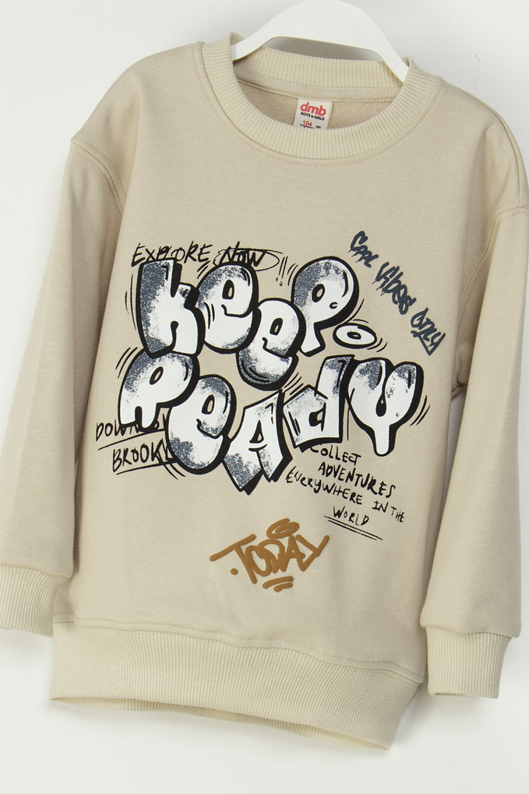 Erkek Çocuk Grafiti Tasarımlı Keep Ready Baskılı Sweatshirt Rahat Kesim