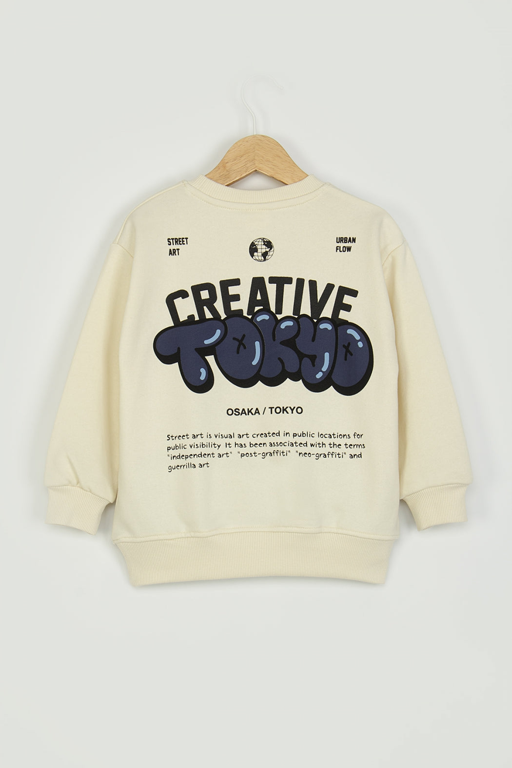 Erkek Çocuk Creative Tokyo Baskılı Sweatshirt Pamuklu Rahat Kalıp
