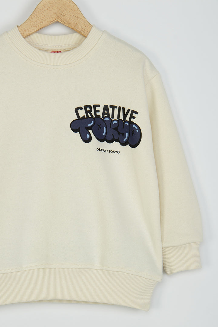 Erkek Çocuk Creative Tokyo Baskılı Sweatshirt Pamuklu Rahat Kalıp