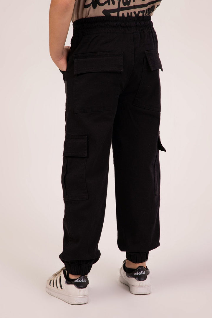 Kargo Cepli Beli ve Paçası Lastikli Gabardin Erkek Çocuk Pantolon