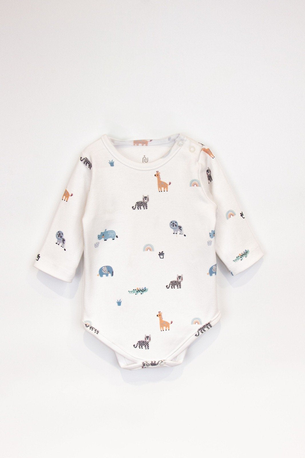 Sevimli Animal Desenli 2'li Uzun Kol Erkek Bebek Body Set