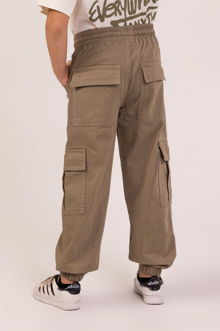 Kargo Cepli Beli ve Paçası Lastikli Gabardin Erkek Çocuk Pantolon