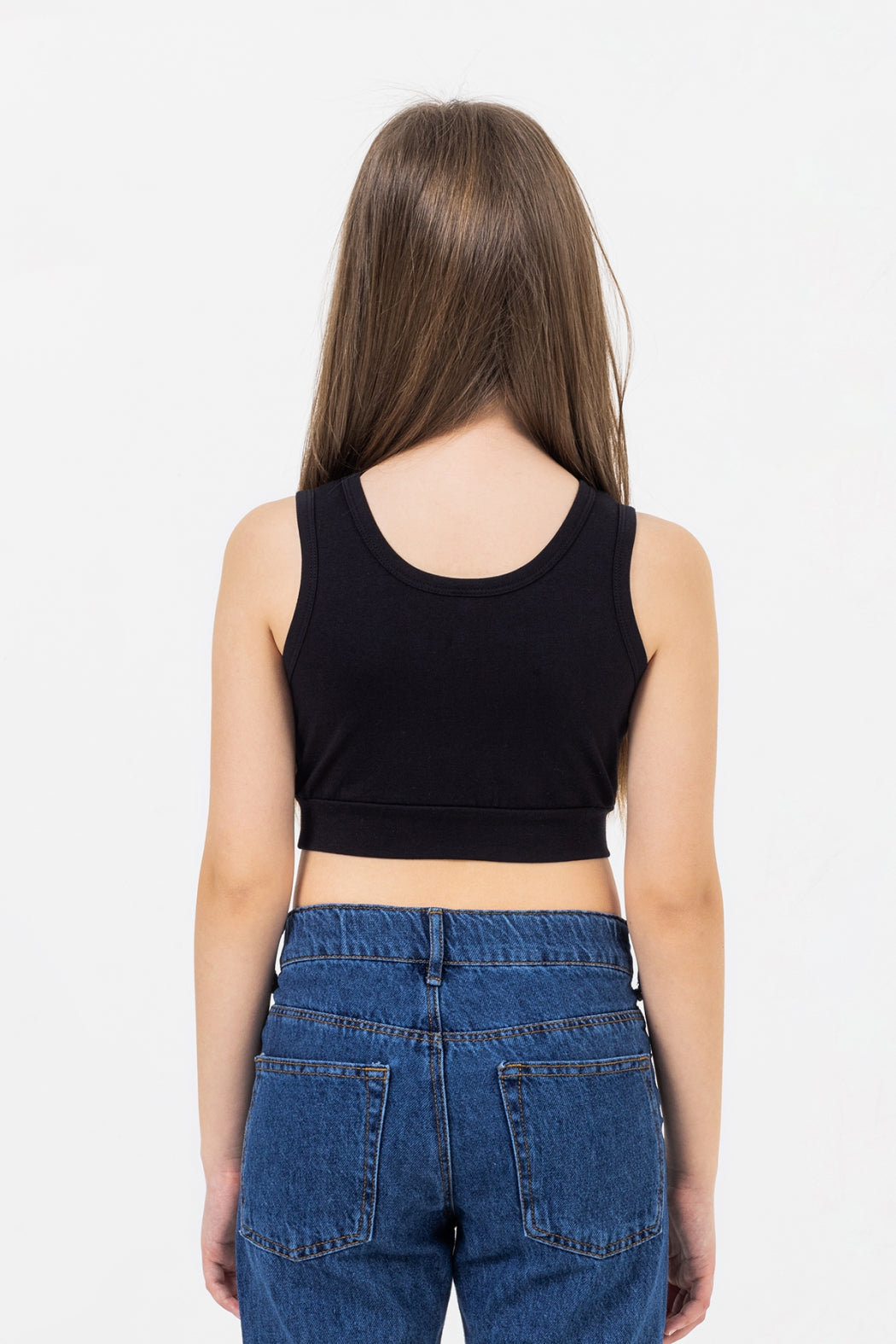 Kalın Askılı Streç Pamuklu Günlük Kullanıma Uygun Rahat Sporcu Crop Atlet Kız Çocuk Body