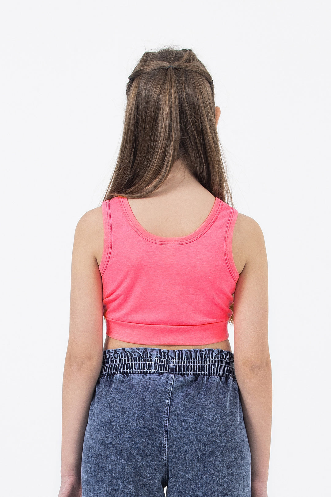 Kalın Askılı Streç Pamuklu Günlük Kullanıma Uygun Rahat Sporcu Crop Atlet Kız Çocuk Body