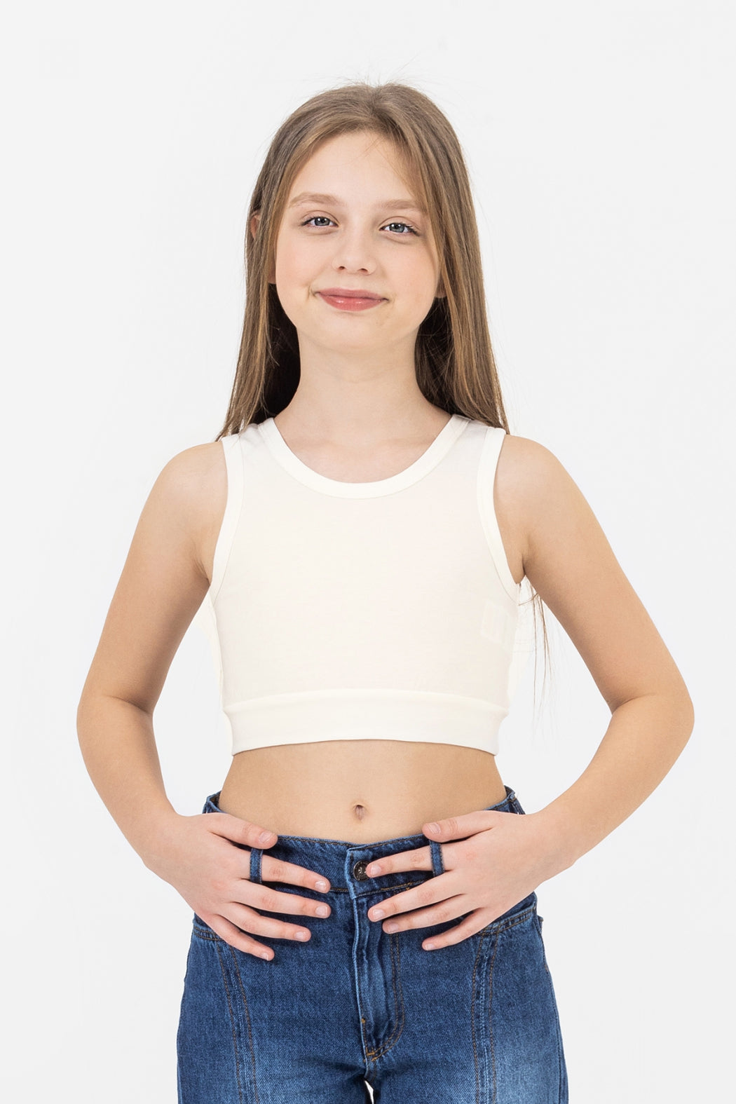Kalın Askılı Streç Pamuklu Günlük Kullanıma Uygun Rahat Sporcu Crop Atlet Kız Çocuk Body