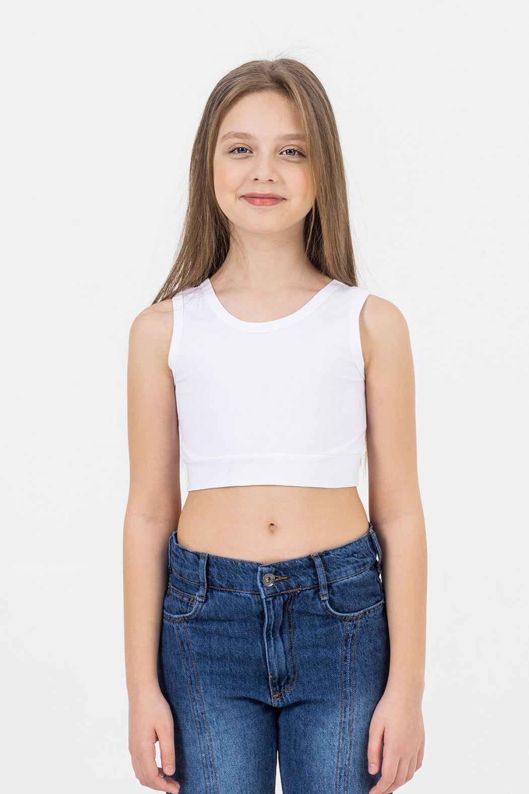 Kalın Askılı Streç Pamuklu Günlük Kullanıma Uygun Rahat Sporcu Crop Atlet Kız Çocuk Body