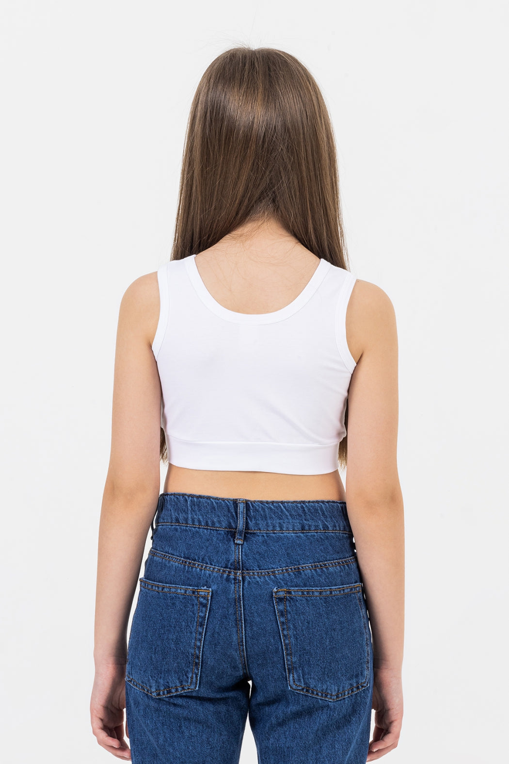 Kalın Askılı Streç Pamuklu Günlük Kullanıma Uygun Rahat Sporcu Crop Atlet Kız Çocuk Body