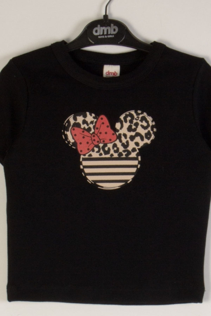 Leopar Mickey Desenli Baskılı Fitilli Pamuklu Kız Çocuk Body