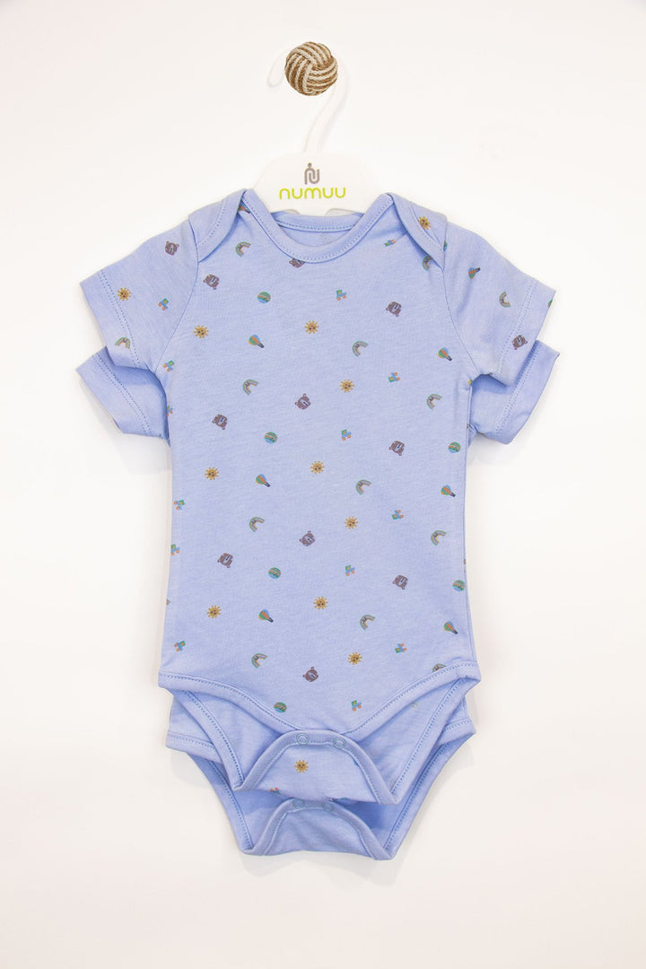 Desenli Soft Touch Pamuklu Kısa Kol 2'li Erkek Bebek Body
