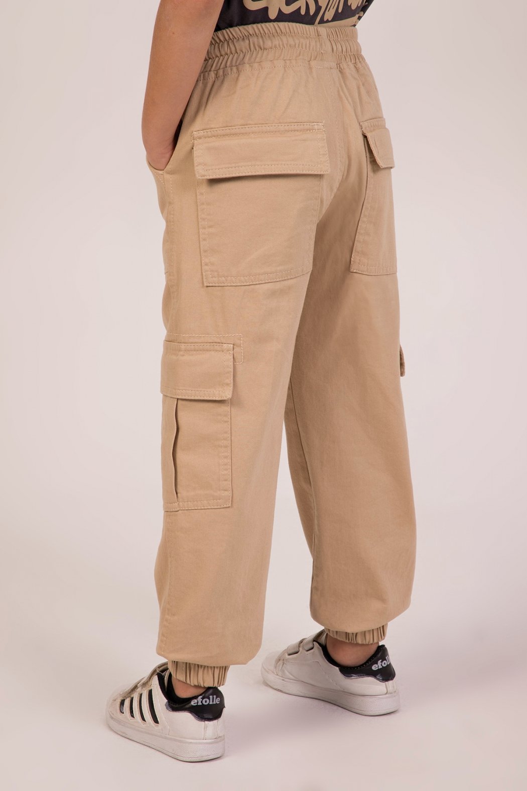 Kargo Cepli Beli ve Paçası Lastikli Gabardin Erkek Çocuk Pantolon