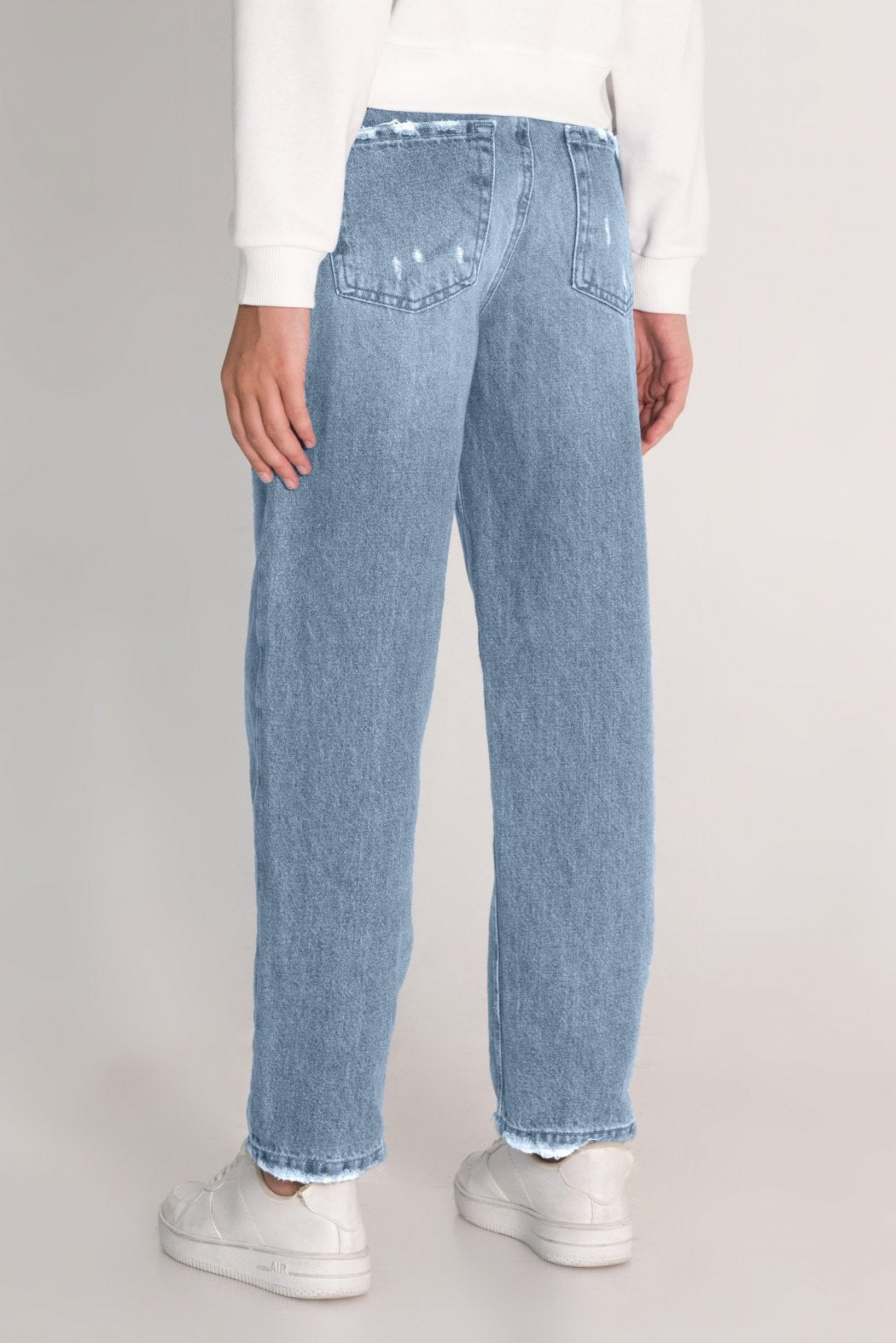 Yüksek Bel Straight Fit Düz Paça Jean Kız Çocuk Kot Pantolon