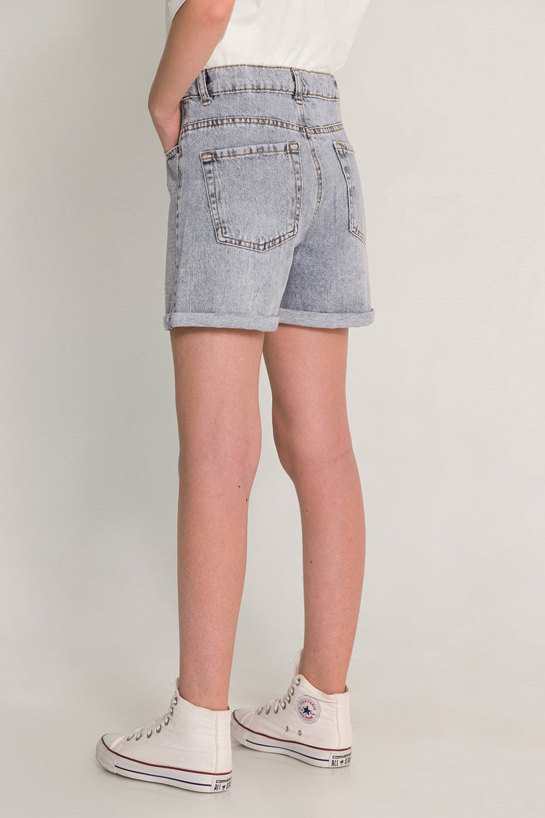 Taş Detaylı Kot Denim Kız Çocuk Şort