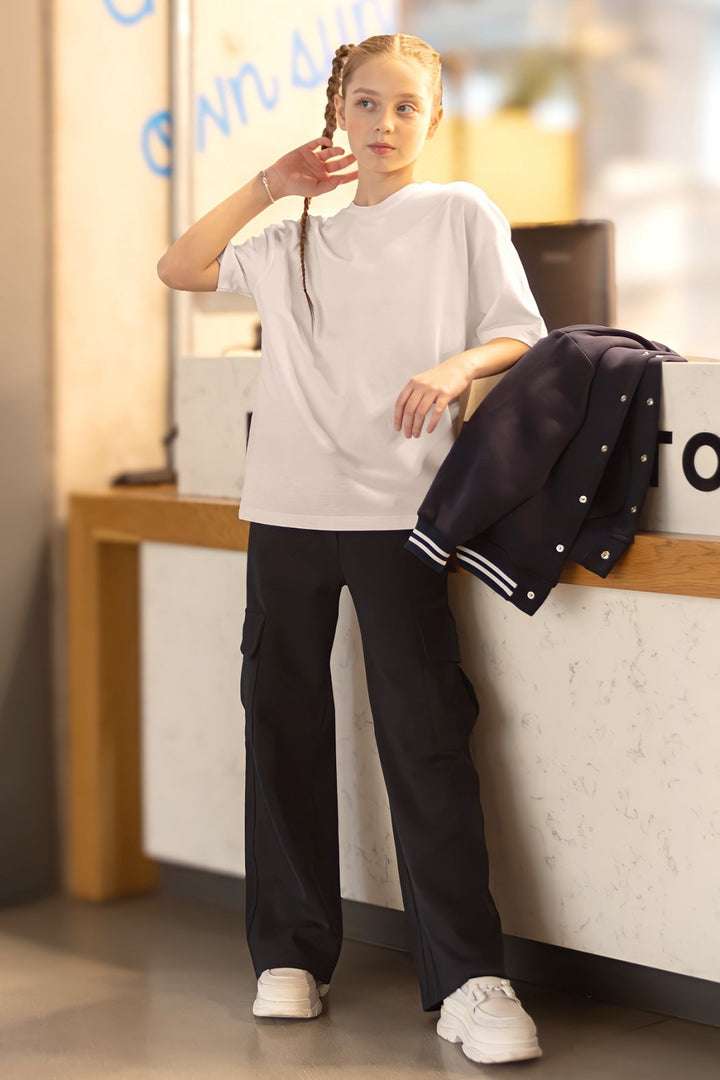 Kız Çocuk Oversize T-shirt Rahat Kalıp Okul ve Günlük Giyim
